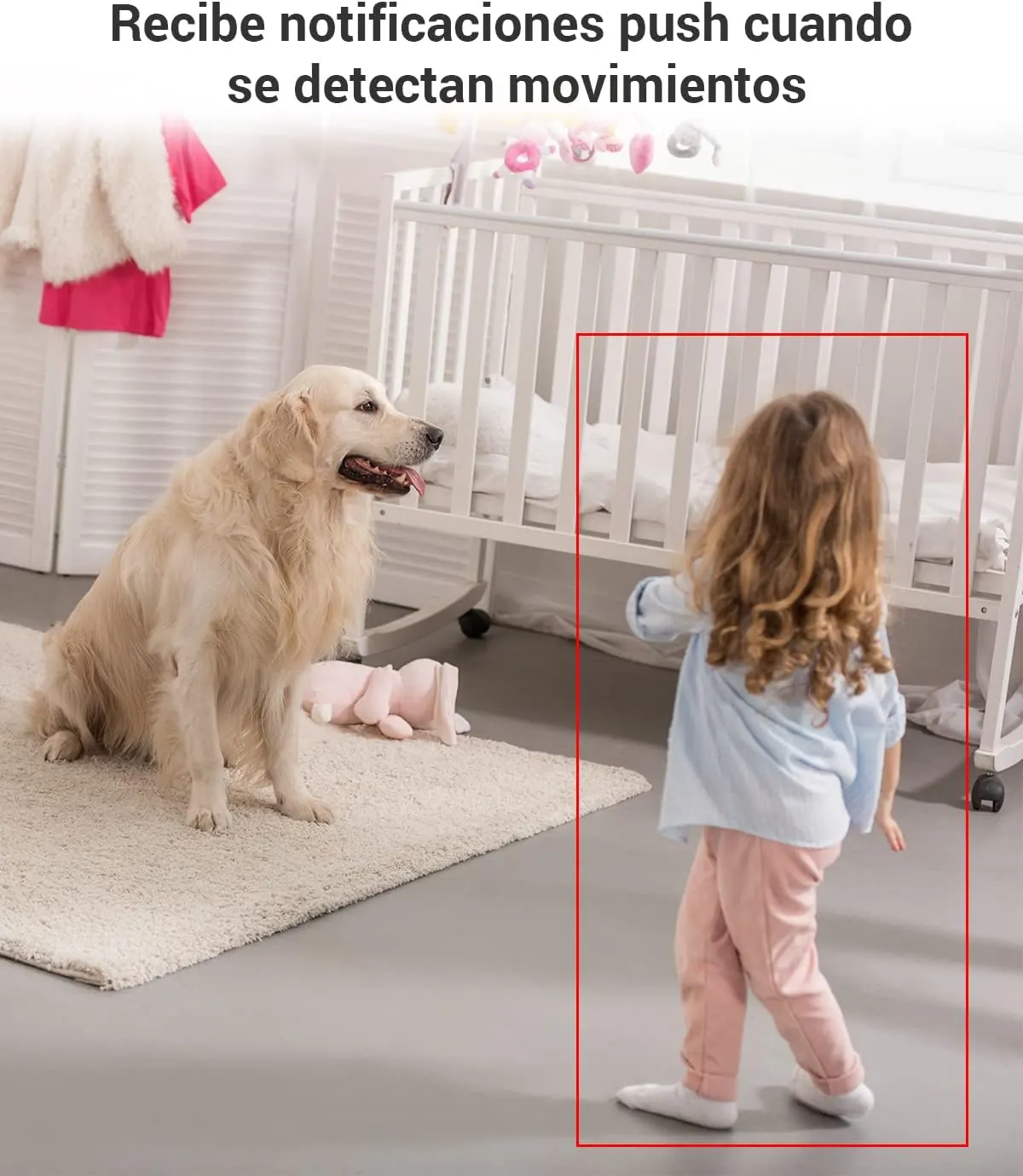 EZVIZ C6N mostrando detección de movimiento en una habitación infantil