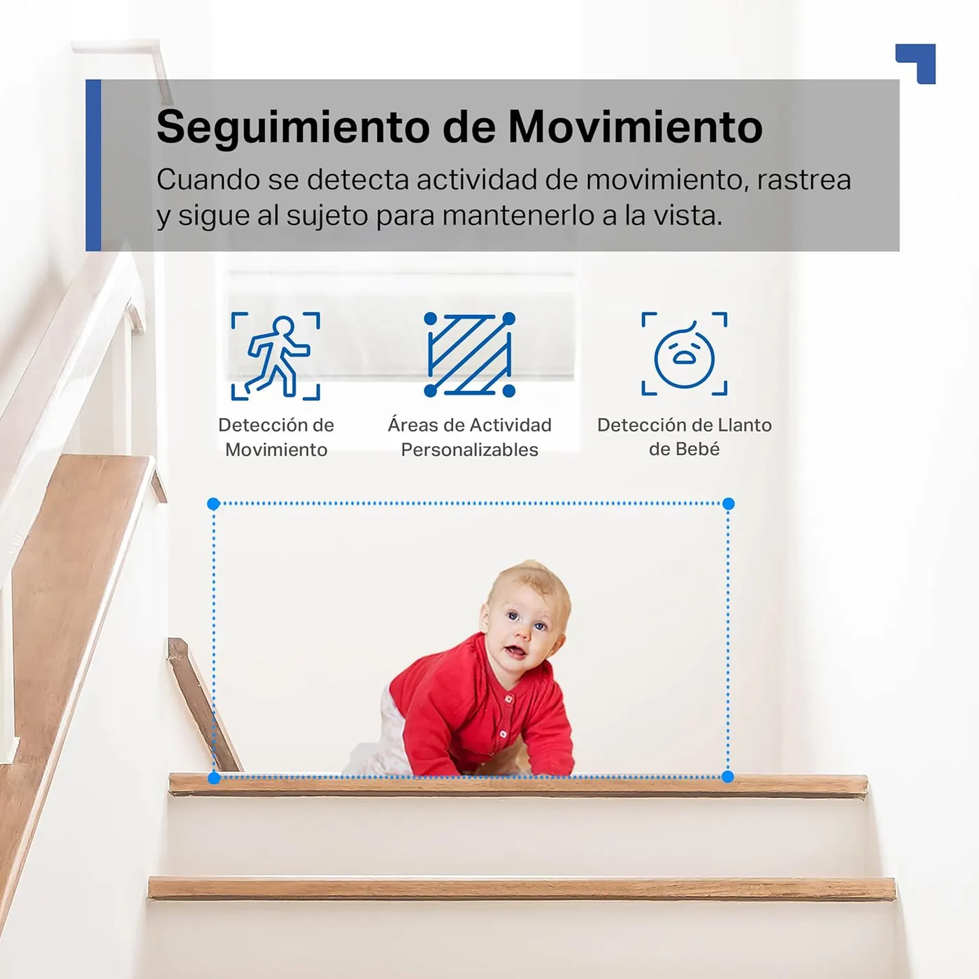 Panel de funciones de seguimiento, zonas de actividad y deteccion en una camara interior Tapo C200