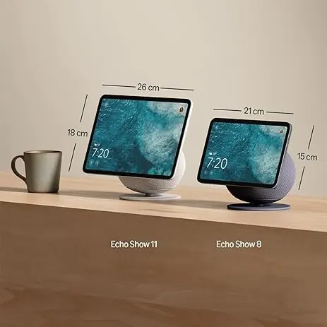 Echo Show 8 y Echo Show 11 comparados con distinto tamaño de pantalla