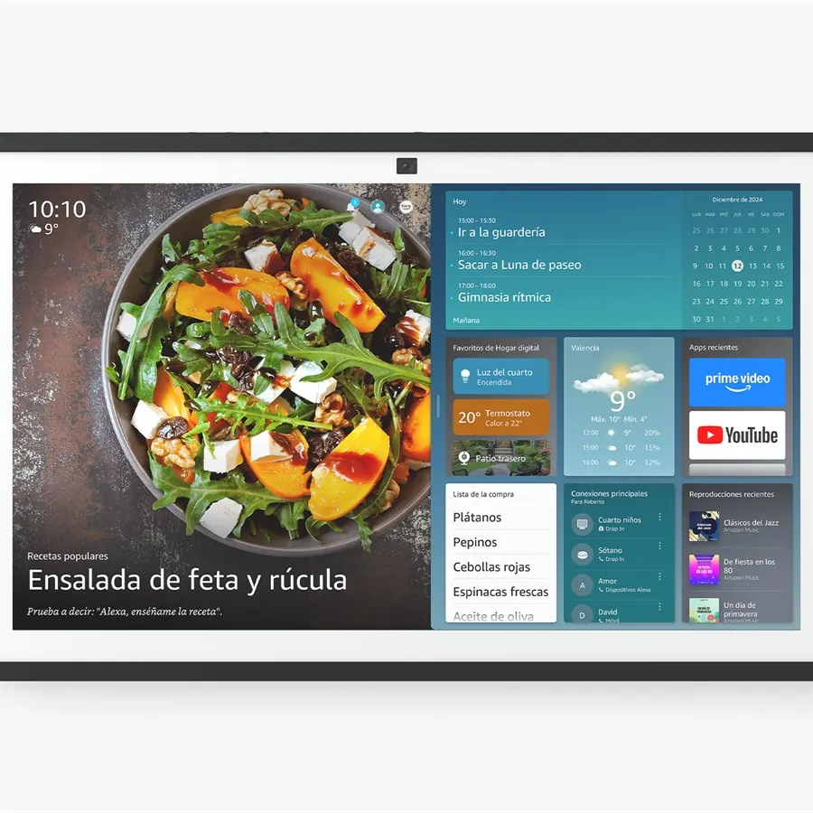Echo Show con recetas y panel visual como referencia de uso intensivo en cocina